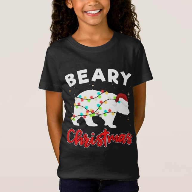 Beary God jul for Bear Älskare Funny Julafton L T Shirt (Framsida)