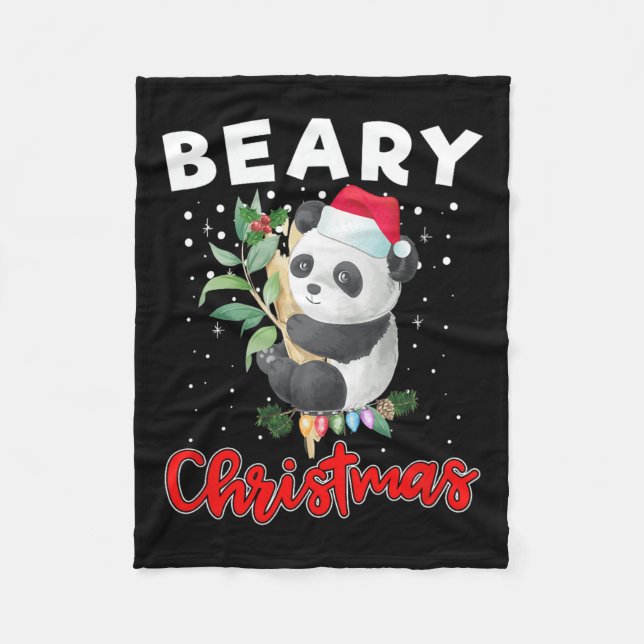 Beary God jul för Panda Bear Älskare Funny Fleecefilt (Framsidan)