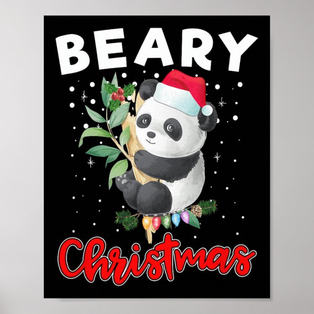 Beary God jul för Panda Bear Älskare Funny Poster (Framsidan)