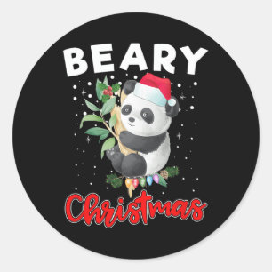 Beary God jul för Panda Bear Älskare Funny Runt Klistermärke