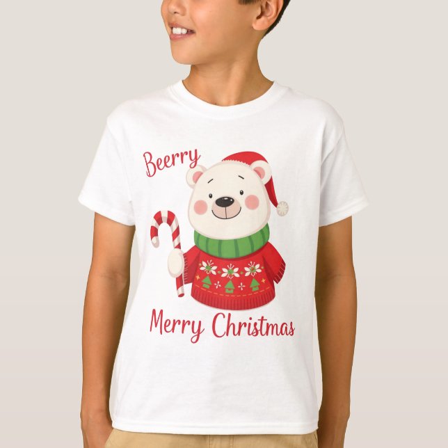 Beary God jul Polar Bear T Shirt (Framsida)