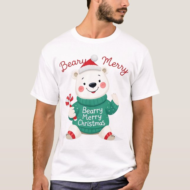 Beary God jul Polar Bear T Shirt (Framsida)