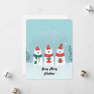 Beary God jul Polar Bears Mysiga tillbehör Julkort