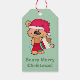 Beary God jul Presentetikett