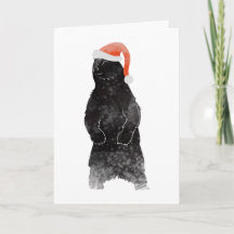Beary God jul Watercolor Santa Bear