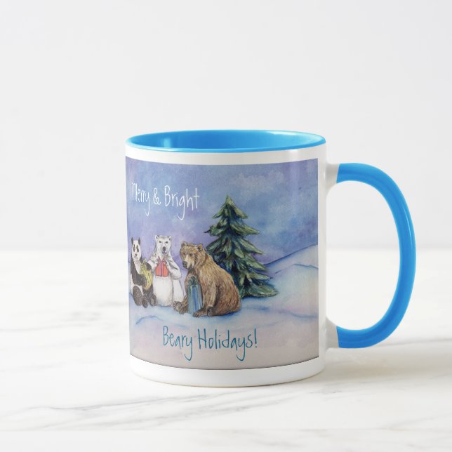 Beary Helgdagars Merry och Bright Anpassningsbar K Mugg (Höger)