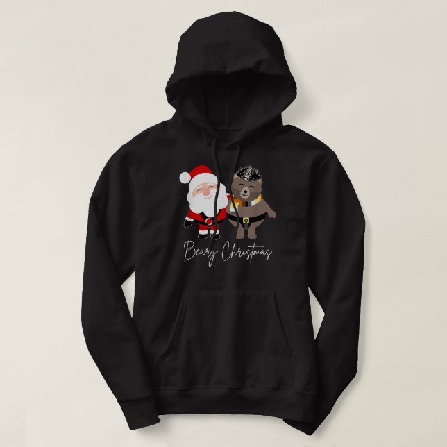 Beary jul Gift Manarna Santa Gay Bear Julafton G Hoodie (Design framsida)