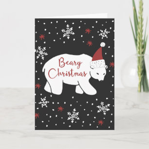 Beary jul Santa Hat Polar Bear Helgkort