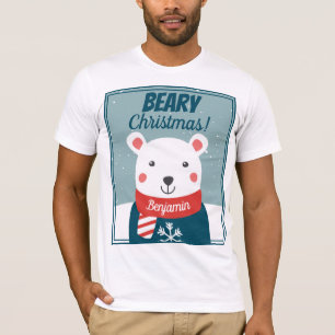 Beary Jul, söt tecknad polar björn med namn T Shirt