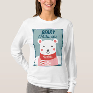Beary Jul, söt tecknad polar björn med namn T Shirt