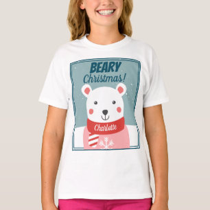 Beary Jul, söt tecknad polar björn med namn T Shirt