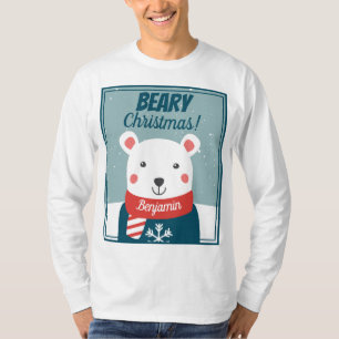 Beary Jul, söt tecknad polar björn med namn T Shirt