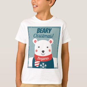 Beary Jul, söt tecknad polar björn med namn T Shirt