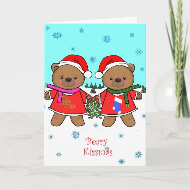 Beary Kissmas Card Helgkort (Framsida)