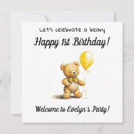 Beary Lycklig 1:a födelsedagen Party, Inbjudningar