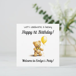 Beary Lycklig 1:a födelsedagen Party, Inbjudningar