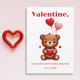 Beary Lycklig Friends Red Heart Nalle Valentine Julkort