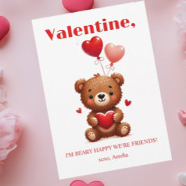 Beary Lycklig Friends Red Heart Nalle Valentine Julkort