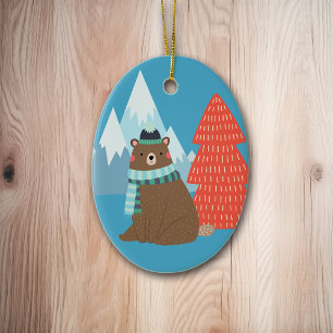 Beary Merry Mountain Personlig jul Julgransprydnad Keramik