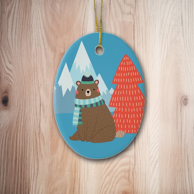 Beary Merry Mountain Personlig jul Julgransprydnad Keramik (Skapare uppladdad)