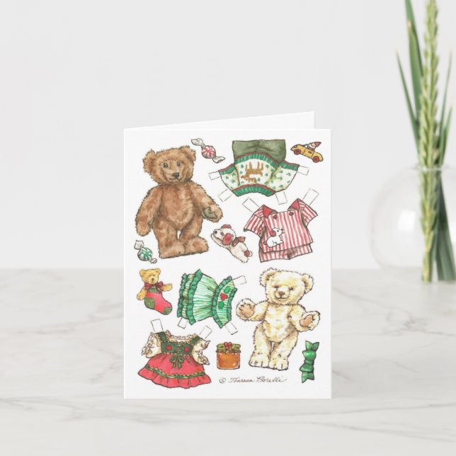Beary Merry Nalle Pappert julkort för dockor Helgkort (Framsida)