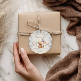 Beary Much Teddy Bear Baby Shower Thank You Gåvor Etiketter