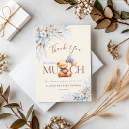 Beary Much Teddy Bear Baby Shower Thank You Tack Kort