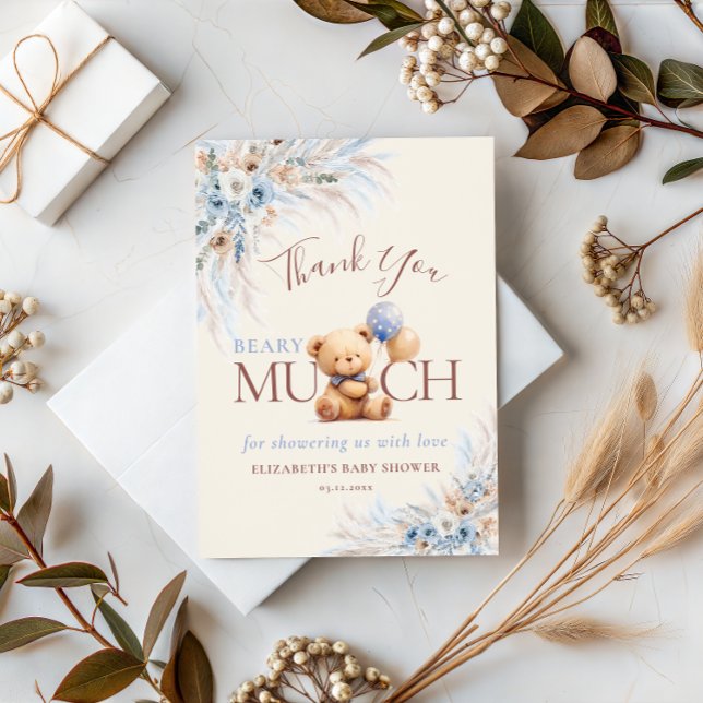 Beary Much Teddy Bear Baby Shower Thank You Tack Kort (Skapare uppladdad)