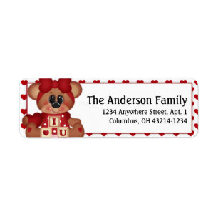 Beary Much Valentine Day Adressetiketters d1 Returadress Etikett