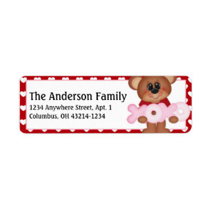 Beary Much Valentine Day Adressetiketters d8 Returadress Etikett