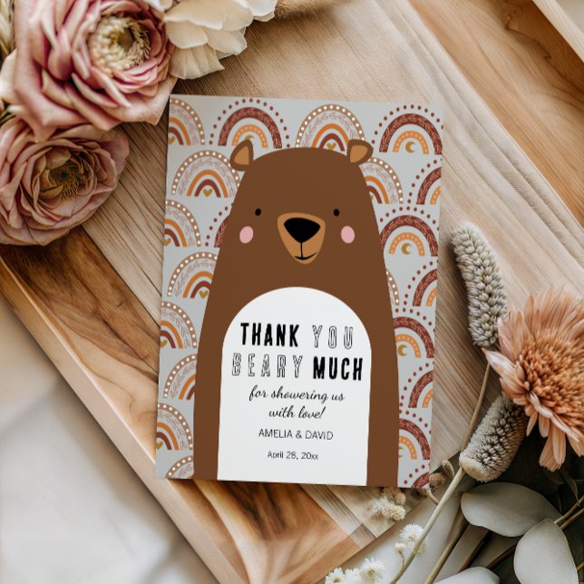 Beary Much Woodland Thank You Baby Shower Tack Kort (Skapare uppladdad)