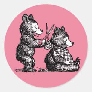 Beary Nice Hairdresser Runt Klistermärke