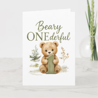 Beary ONEderful 1-års födelsedags t-shirt Kort