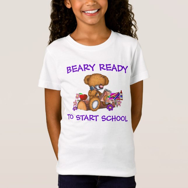 Beary Redo att starta School Girls T-Shirt (Framsida)