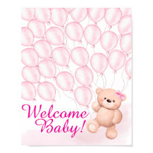 Beary Rosa Baby Shower Poster