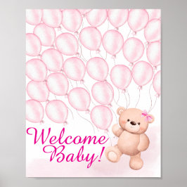 Beary Rosa Baby Shower Poster