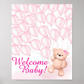 Beary Rosa Baby Shower Poster