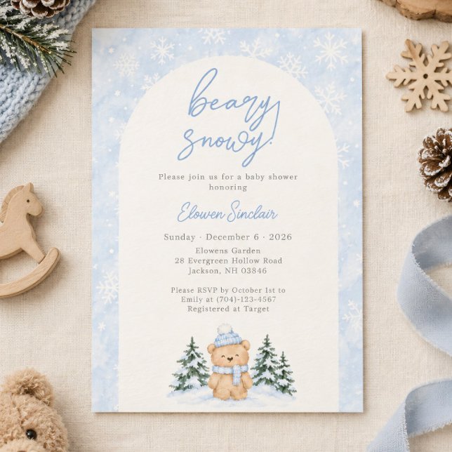 Beary Snöig Vinter Björn Baby Shower Inbjudningar (Skapare uppladdad)