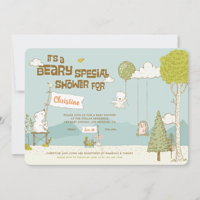 Beary Speciell Baby Shower-inbjudan Inbjudningar (Framsida)