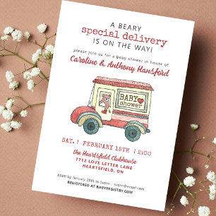 Beary Speciell Delivery Baby Shower Inbjudningar