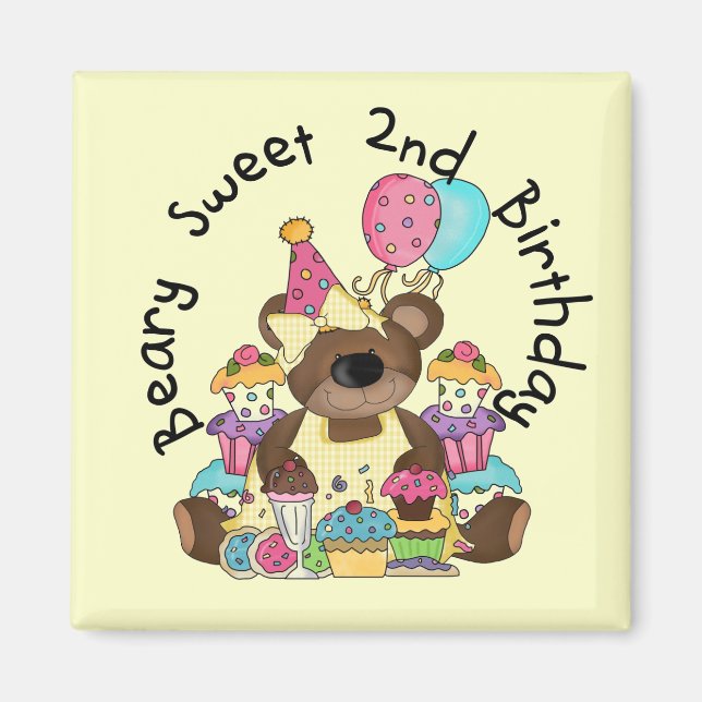Beary Sweet 2nd Birthday T-shirts and Gifts Magnet (Framsidan)