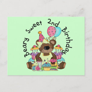 Beary Sweet 2nd Birthday T-shirts and Gifts Vykort