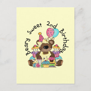 Beary Sweet 2nd Birthday T-shirts and Gifts Vykort