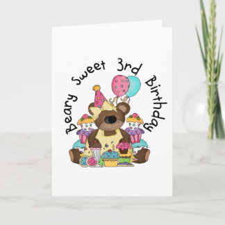 Beary Sweet 3rd Birthday Tshirts and Gifts Kort
