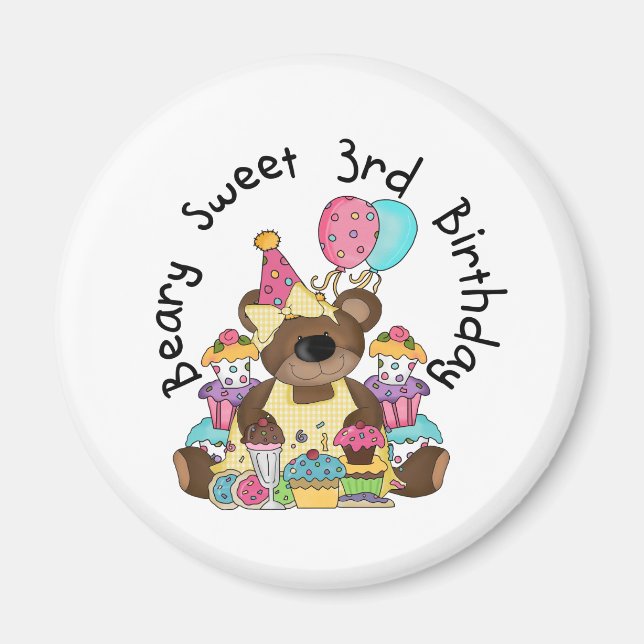 Beary Sweet 3rd Birthday Tshirts and Gifts Magnet (Framsidan)
