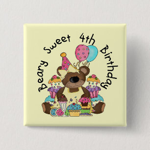 Beary Sweet 4e födelsedagen Knapp