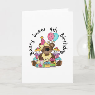Beary Sweet 4e födelsedagen Kort