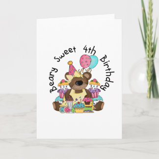 Beary Sweet 4e födelsedagen Kort