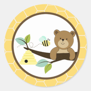 Beary Sweet Bear and Bee Kuvert Seals 20 Runt Klistermärke