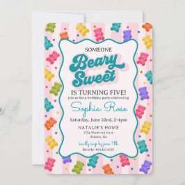 Beary Sweet Candy Gummy Bear Birthday Invitation Inbjudningar